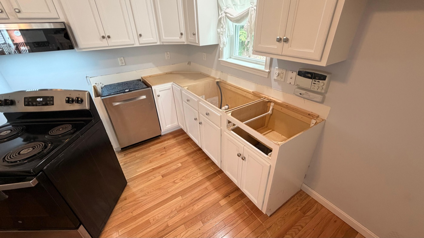 Kitchen prepared for a new countertop installation by ECR Marble and Granite